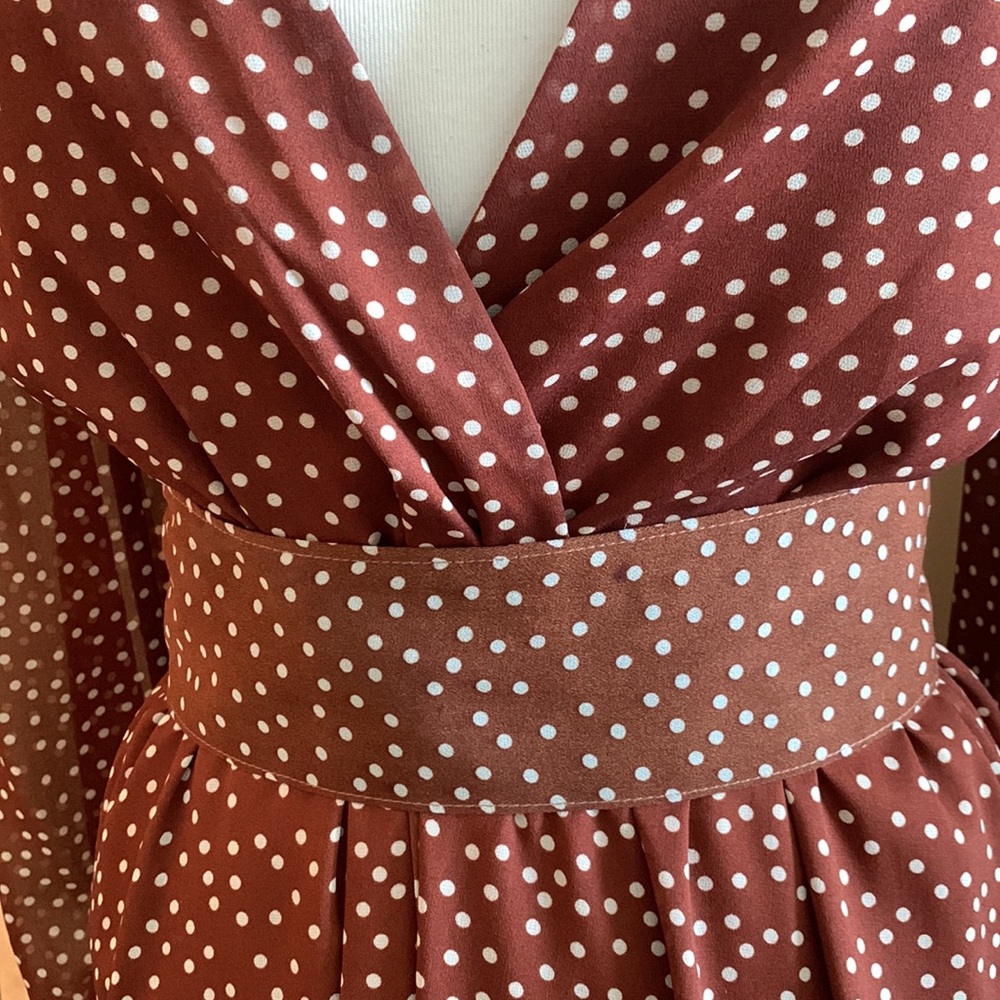 Brown white polka dot dress by Uli Herzner - Picture 3 of 13